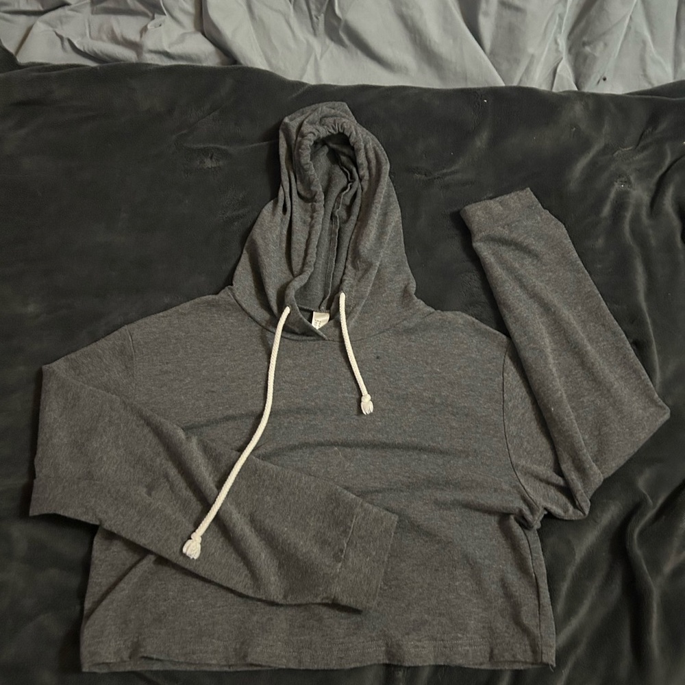 SHEIN Dark Gray Hooded Crop Top